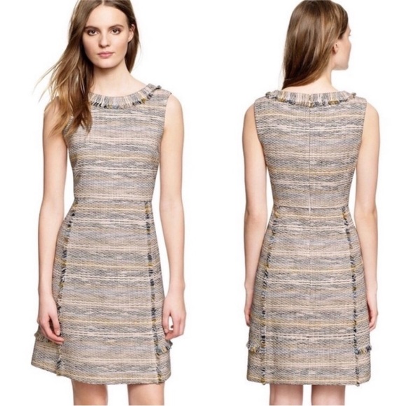 Tory Burch Greer Fringed Tweed A-Line Dress - Picture 1 of 9